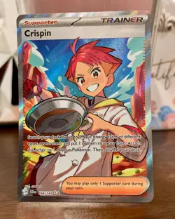 Pokemon TCG Crispin 164/142 Sv07: Stellar Crown Full Art Trainer Holo NM - Image 1