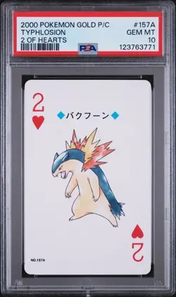 PSA 10 GEM MINT 2000 POKEMON GOLD VERSION #157 TYPHLOSION 2 OF HEARTS - Image 1