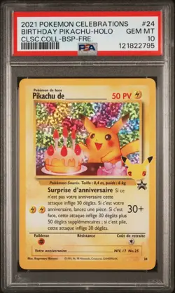 🇫🇷 PIKACHU BIRTHDAY PSA 10 - 25 ANS CELEBRATIONS 24 EB FR Carte Pokemon 🇫🇷 - Image 2
