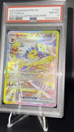 2025 POKEMON JOLTEON EX 153/131 - PRE EN-PRISMATIC EVOLUTIONS SIR PSA 8 - Image 2