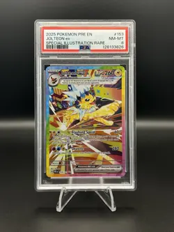2025 POKEMON JOLTEON EX 153/131 - PRE EN-PRISMATIC EVOLUTIONS SIR PSA 8 - Image 5