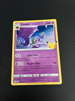 Pokemon TCG Lunala Scarlet Violet Celebrations 015/025 Holo Rare Trading Card - Image 1