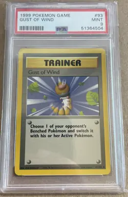 1999 Pokemon Gust of Wind 093/102 Trainer Card Base Set Unlimited MINT PSA 9 - Image 1
