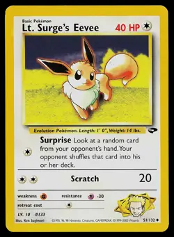Pokemon Card - Lt. Surge's Eevee Gym Challenge 51/132 Uncommon Non Holo - Image 1