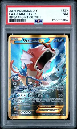 2016 POKEMON XY BREAKPOINT SECRET #123 FULL ART/GYARADOS EX PSA 7 - Image 1