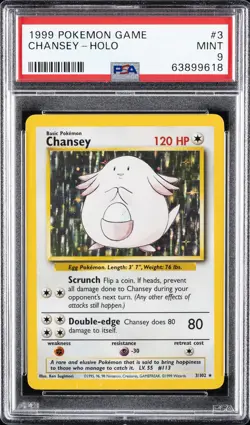 1999 POKEMON GAME #3 CHANSEY-HOLO PSA 9 - Image 1