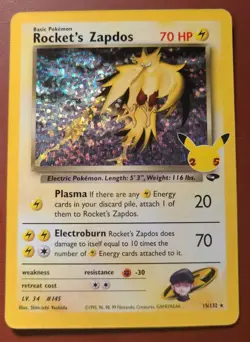 Pokemon TCG Rockets Zapdos Holo Classic Collection 15/132 Celebrations - Image 1