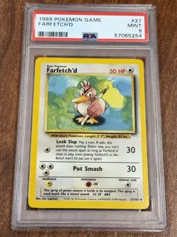 1999 Pokemon FARFETCH'D Base Set Unlimited 27/102 PSA 9 MINT - Image 1