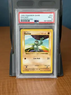 1999 Pokemon Machop Shadowless PSA 9 #52 Vintage Base Set - Image 1