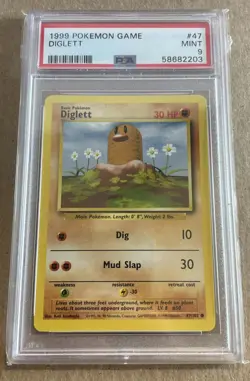 1999 POKEMON GAME BASE SET UNLIMITED 47 DIGLETT PSA 9 MINT - Image 1