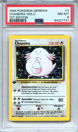 Pokemon PSA 8 Near Mint 1st Edition Chansey Chaneira Holo 3/102 German Base - Image 1