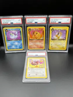PSA 9 Eevee Vaporeon Jolteon Flareon 1st Edition WOTC Jungle Set Vintage Pokemon - Image 1