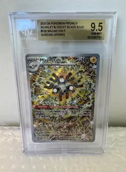 2024 POKEMON MAGNETON #159 SVP SURGING SPARKS ETB BLACK STAR PROMO BGS 9.5 - Image 1