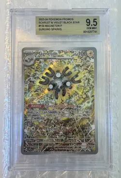 2024 POKEMON MAGNETON #159 SVP SURGING SPARKS ETB BLACK STAR PROMO BGS 9.5 - Image 3