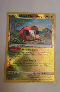 HOLOGRAPHIC Radiant Charjabug 051/159 Crown Zenith Pokemon Card Rare - Image 1
