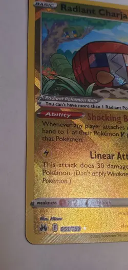 HOLOGRAPHIC Radiant Charjabug 051/159 Crown Zenith Pokemon Card Rare - Image 2
