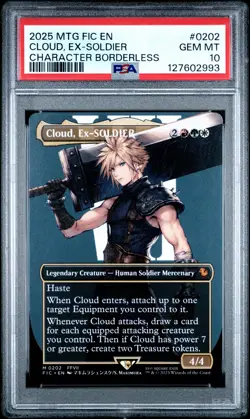 2025 MTG FINAL FANTASY COMMANDER CHARACTER BORDERLESS CLOUD, EX-SOLDIER PSA 10 - Image 1