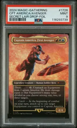 2024 MTG SECRET LAIR DROP #1726 CAPTAIN AMERICA, FIRST AVENGER PSA 9 - Image 1