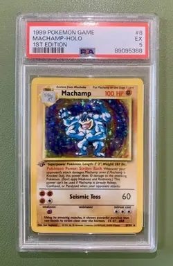 POKEMON BASE SET 1ST EDITION HOLO #8 MACHAMP PSA 5 1999 WOTC VINTAGE - Image 1
