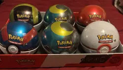 Pokemon Cards Lot of 6 TCG Poke Ball Tins Sealed - Image 1