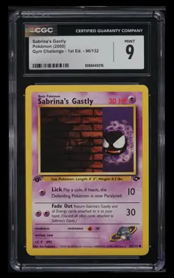 CGC 9 MINT Sabrina's Gastly Gym Challenge 1st Edition 96/132 Pokemon Card - Image 1