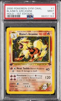 2000 POKEMON GYM CHALLENGE HOLO-1ST ED #1 BLAINE'S ARCANINE PSA 9 - Image 1