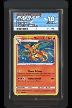 ACE 10 Special Delivery Charizard Pokemon TCG SWSH 075 Holo Promo Swirl - Image 1