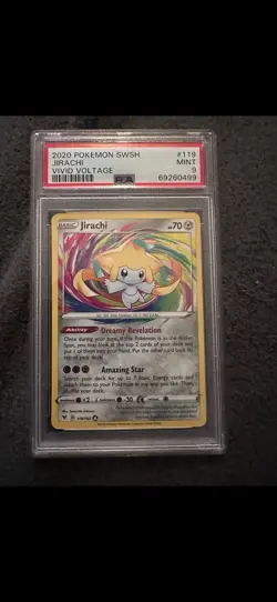 Jirachi 119/185 AMAZING RARE Pokemon SWSH Vivid Voltage PSA 9 - Image 1