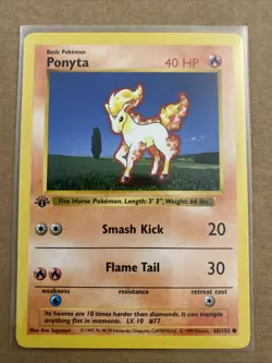 Pokemon TCG Ponyta Base Set 60/102 1st Edition Never Played Near Mint - Image 1