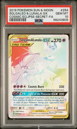 Solgaleo & Lunala GX 254/236 Tag Team PSA 10 Pokemon TCG Sun&Moon Cosmic Eclipse - Image 3