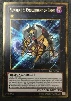 Yu-Gi-Oh #PGLD-EN023 Number 13: Embodiment of Crime 1st Ed Gold Secret Rare LP - Image 1