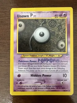 Unown (P) 58/105 2002 Neo Destiny Pokemon Card WOTC Vintage LP - Image 1