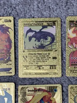 Set of 15 Pokemon Charizard,Dragonite,Urshifu&More Gold Foil Fan Art Cards MP-LP - Image 3