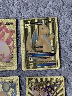 Set of 15 Pokemon Charizard,Dragonite,Urshifu&More Gold Foil Fan Art Cards MP-LP - Image 5