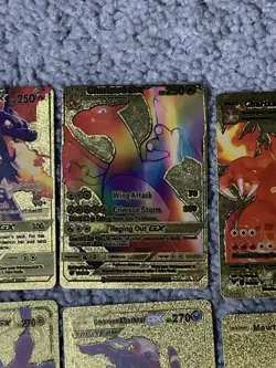 Set of 30 Pokemon Charizard,Blastoise,Machamp&More Gold Foil Fan Art Cards LP - Image 4