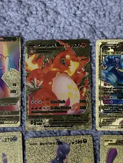 Set of 30 Pokemon Charizard,Blastoise,Machamp&More Gold Foil Fan Art Cards LP - Image 5