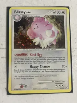 POKEMON BLISSEY LV.44 #5/123 RARE HOLOFOIL MOD PLAYED MYSTERIOUS TREASURES CARD - Image 1