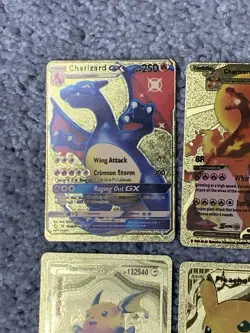 Set of 30 Pokemon Charizard,Dragonite,Mewtwo,Mew&More Gold Foil Fan Art Cards LP - Image 2