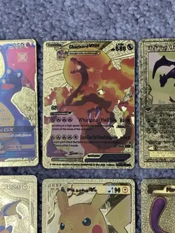 Set of 30 Pokemon Charizard,Dragonite,Mewtwo,Mew&More Gold Foil Fan Art Cards LP - Image 3