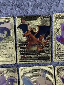 Set of 30 Pokemon Charizard,Dragonite,Mewtwo,Mew&More Gold Foil Fan Art Cards LP - Image 5