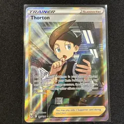 Pokemon Thornton Full Art Trainer Lost Origin Sword & Shield 195/196 NM Card - Image 1