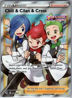 Chili & Cilan & Cress 258/264 SWSH08: Fusion Strike - Pokemon Card - NM - Image 1