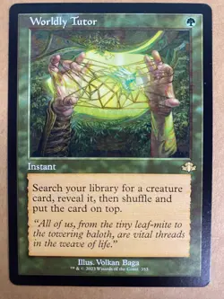 MTG 1x RETRO Worldly Tutor # 353 Dominaria Remastered Magic the Gathering x1 NM - Image 1
