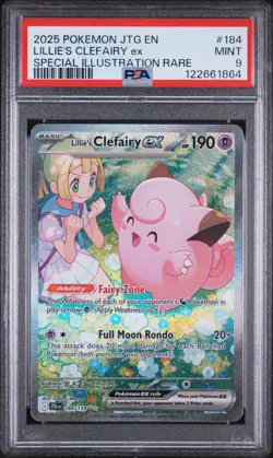 2025 POKEMON JTG EN-JOURNEY TOGETHER #184 LILLIE'S CLEFAIRY EX PSA 9 - Image 1