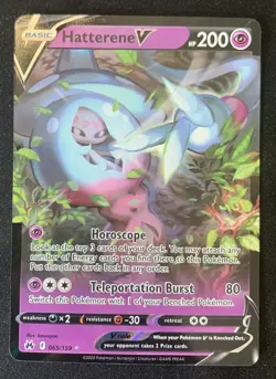 Hatterene V 065/159 Crown Zenith Ultra Rare Holo Pokemon TCG Card NM - Image 1