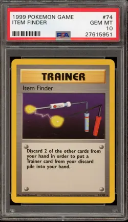 Pokemon Item Finder Base Set Unlimited Rare #74 PSA 10 Gem Mint - Image 1