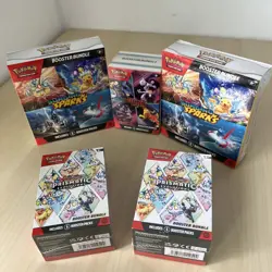 Pokemon Booster Bundle Lot: 2x Surging, 2x Prismatic Evolution, 1x Destined Riv. - Image 1