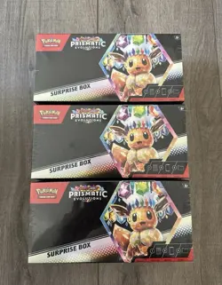Pokemon TCG: Scarlet & Violet Prismatic Evolutions Surprise Box Lot Of 3 Sealed! - Image 1