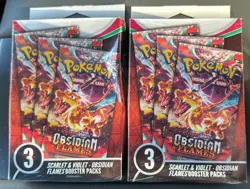 2X Pokemon Scarlet & Violet Obsidian Flames Booster Hanger Box 3 Packs Sealed - Image 1