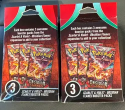 2X Pokemon Scarlet & Violet Obsidian Flames Booster Hanger Box 3 Packs Sealed - Image 2